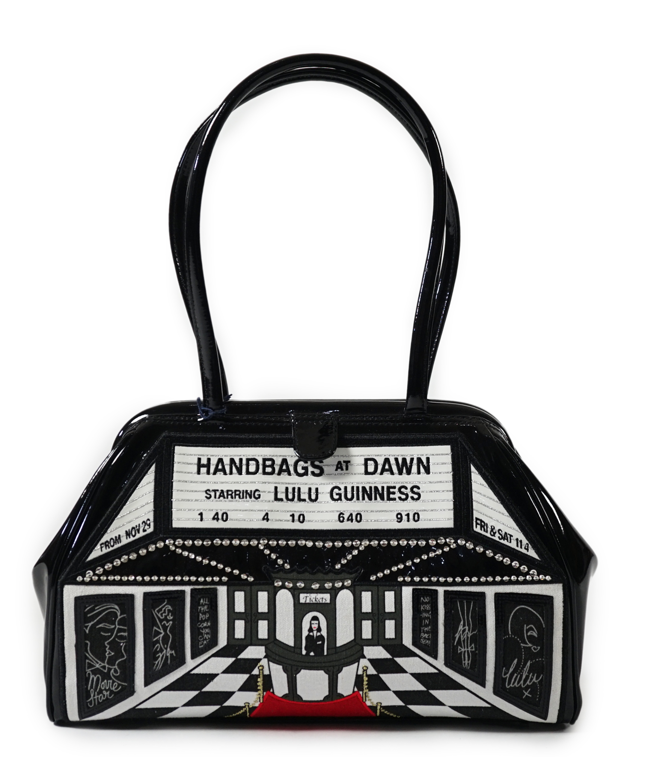 A Lulu Guinness Handbags at Dawn shoulder bag, height 20cm, height to handle 42cm, width 34cm, depth 11cm